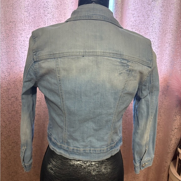 Miss Me Light Blue Denim Jacket with Lace and Studs - Picture 5 of 7
